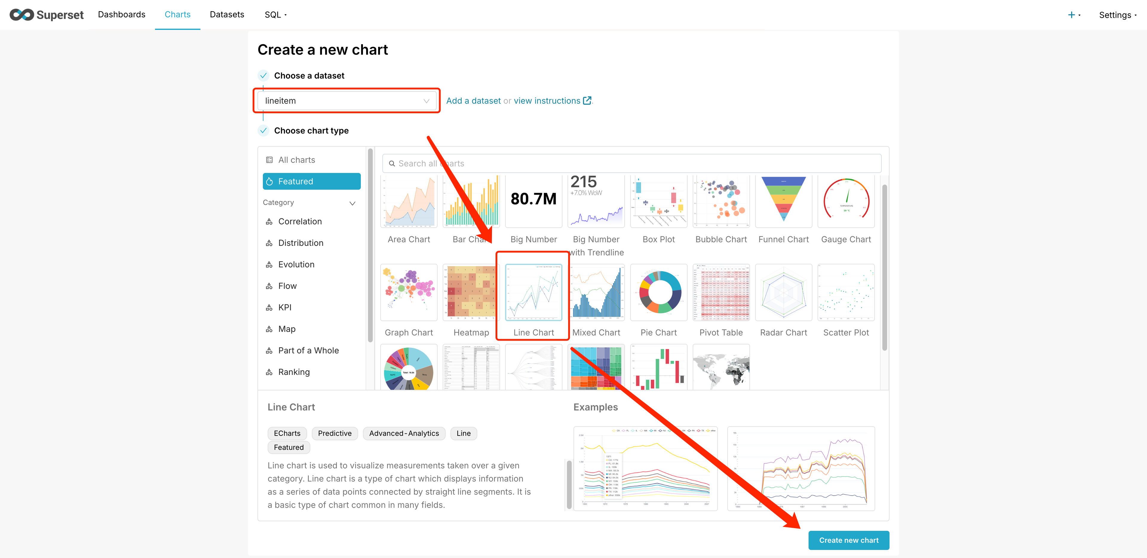 Select chart type