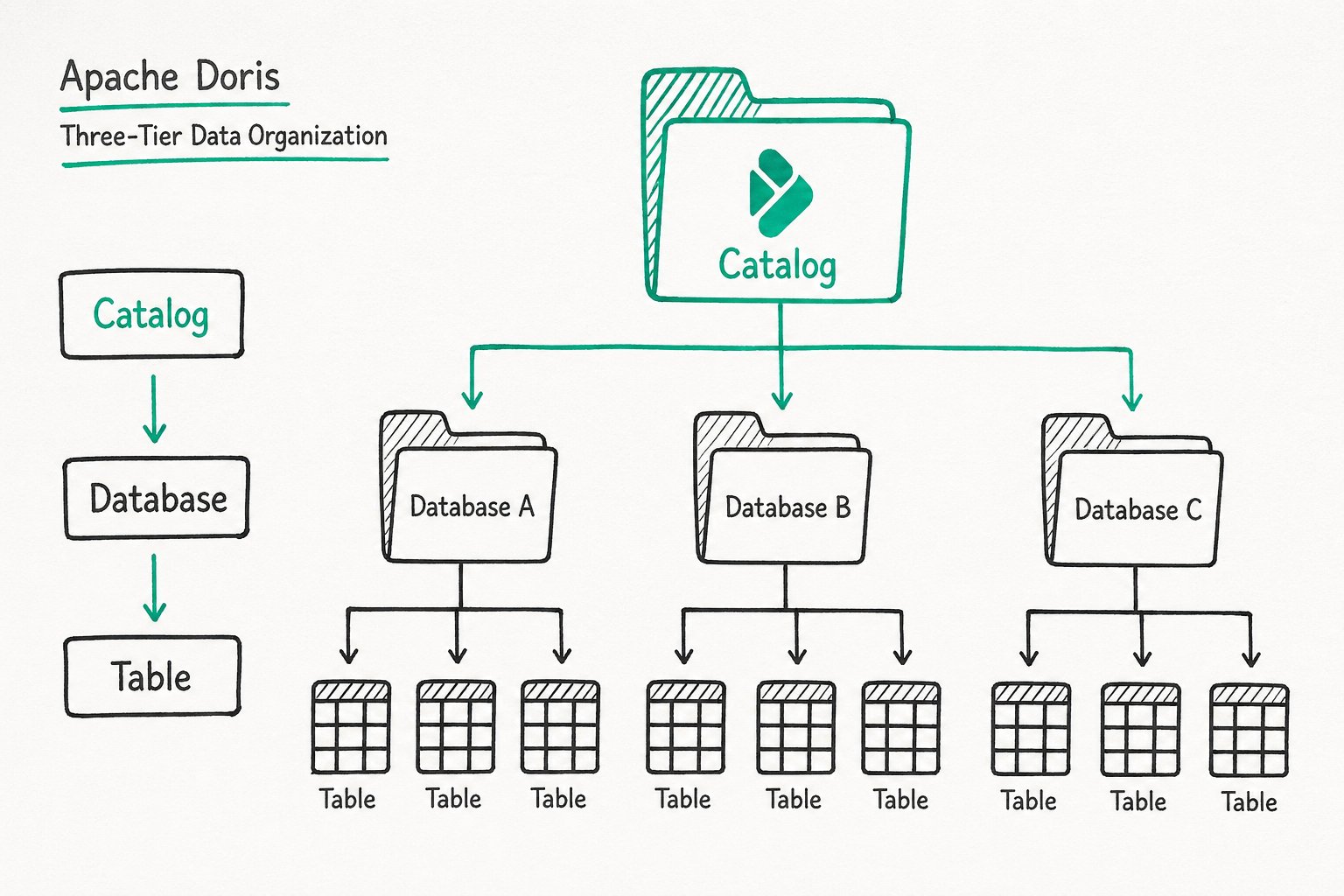 Catalog / Database / Table hierarchy