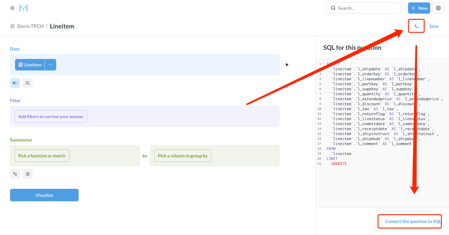 Switch to SQL mode