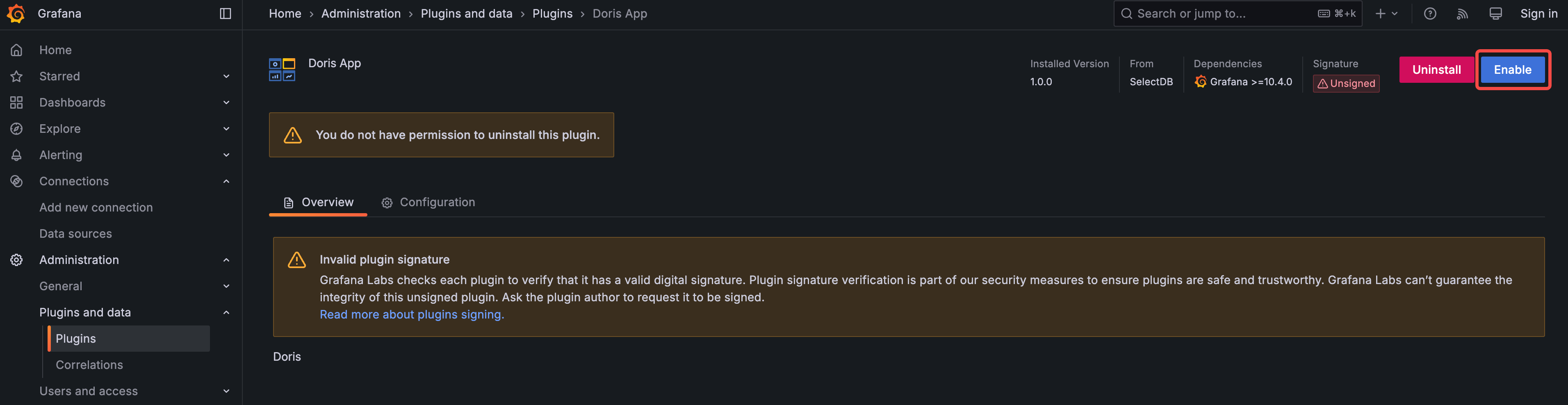 Enable Doris App