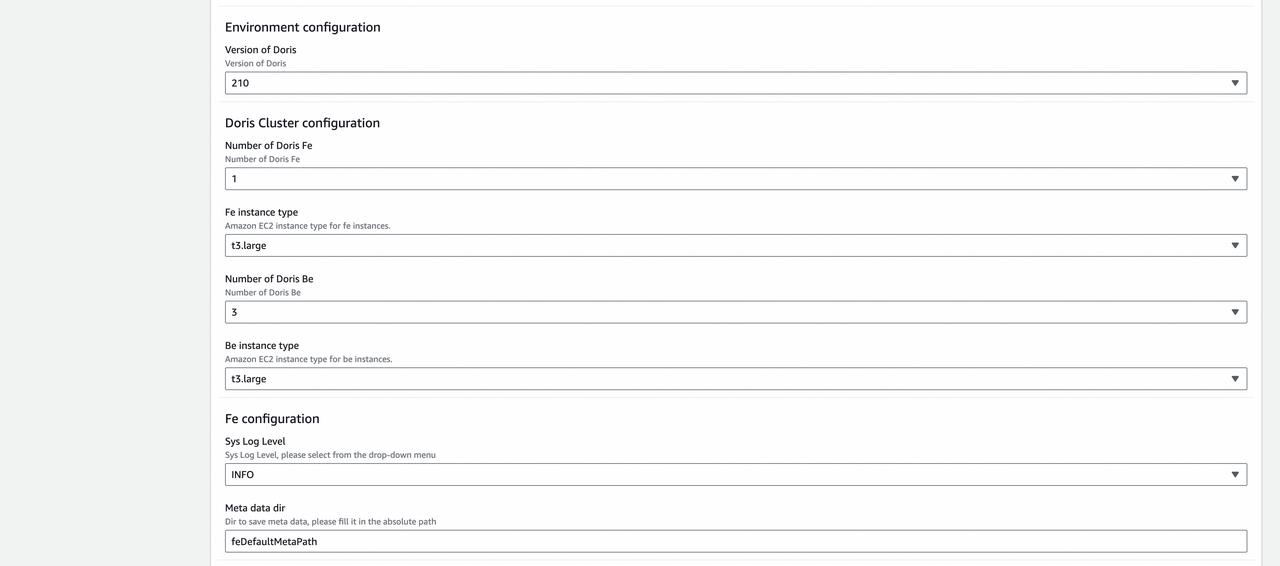 Configure the specific parameters of the template