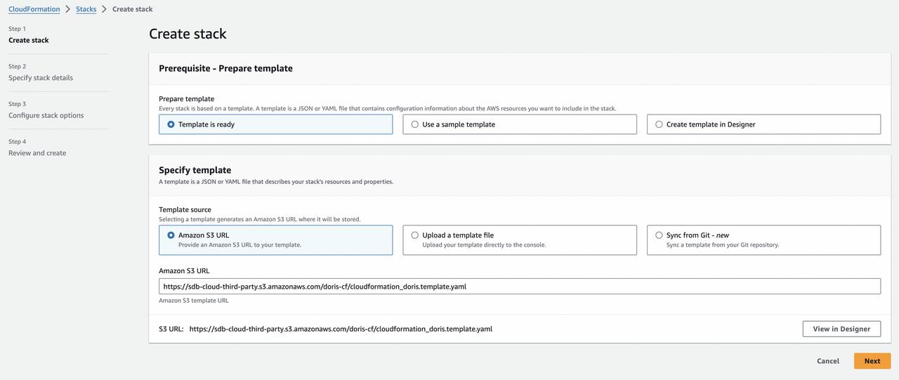 Start deployment - enter CloudFormation in the AWS console